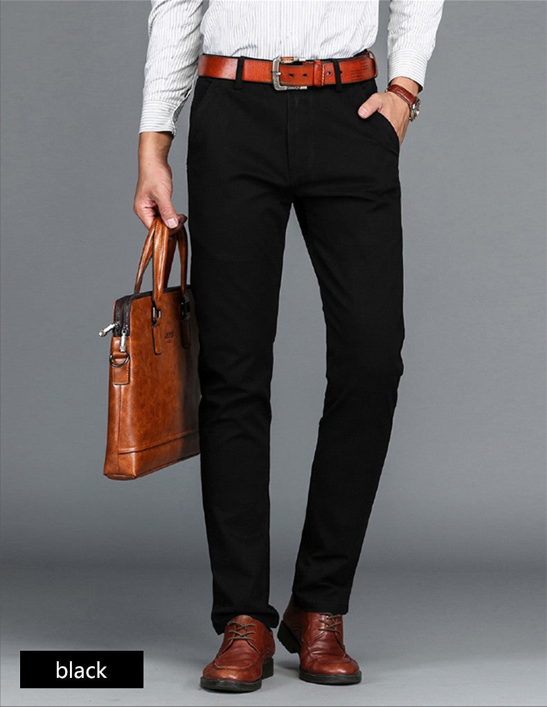 Mens Pants Cotton Casual Stretch male trousers man long Straight High Quality 4 color Plus size pant suit 42 44 46