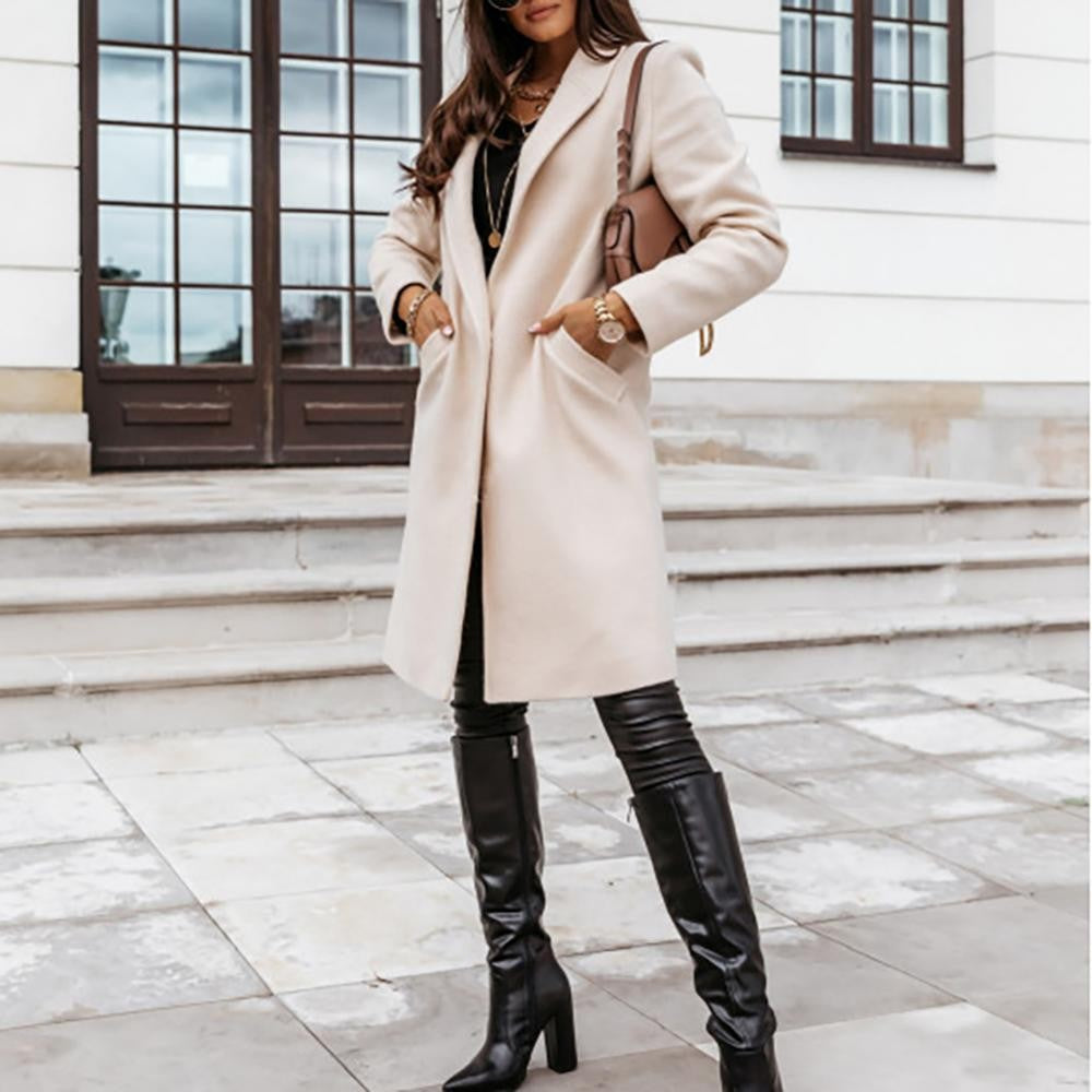 Casual Women Autumn Winter Pocket Lapel Overcoat Button Warm Long Coat Jacket 2020 HOT SALE