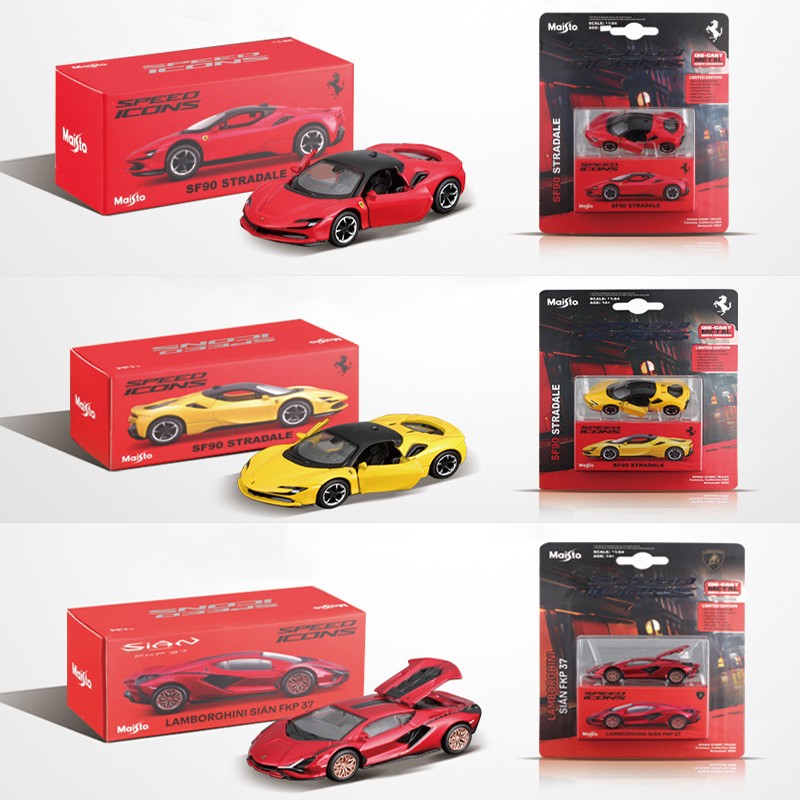 Novo em Estoque Maisto 1:64 Ferrari Sf90 Stradale Liga Miniatura Modelo Diecast Lamborghini Sian Fkp 37 Brinquedo Carro Presente de Natal Infantil