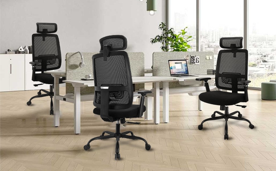 Nova Cadeira de Escritório Ergonômica em Malha com Suporte Lombar Ajustável Inclinação de 120° Cadeira de Computador Confortável com Braços Macios Retráteis