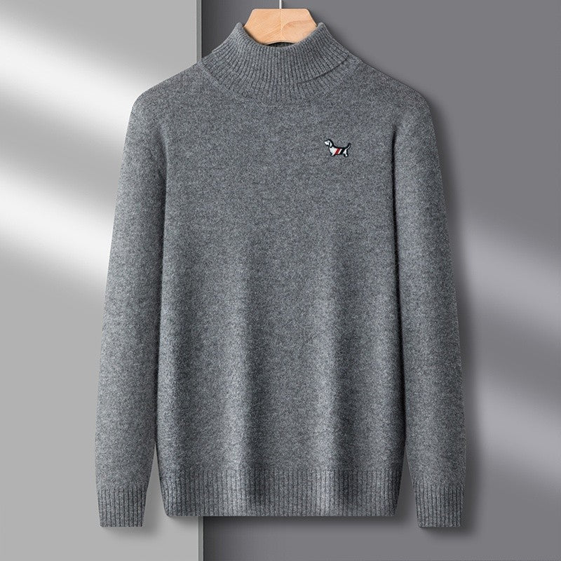 Designer Quality Men's Long Sleeve High Necked Sweater Autumn New Dog Print Soft Warm Knitted Casual Versatile Commute Men'swear