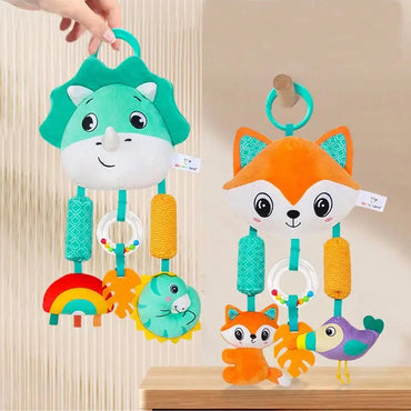 Chocalho Espiral para Berço Brinquedos de Bebê com Desenhos Animados de Animais, Chocalho de Carrinho de Bebê, Brinquedos de Carro para Recém-Nascidos