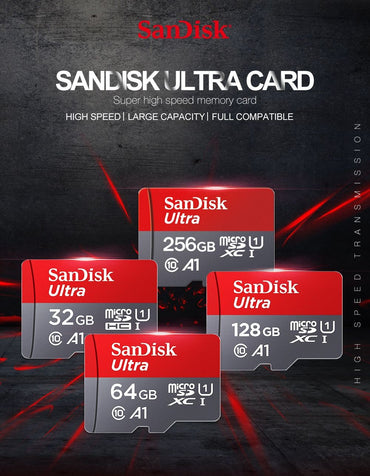 Sandisk Ultra A1 Micro SD Card 128GB 32GB 64GB 256GB Memory Card STF Flash Card Memory Cards 32/64/128GB for Phone + Card Reader