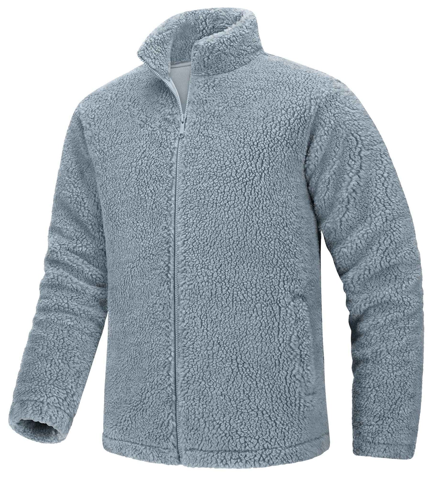 TACVASEN Winter Full Zip Up Warm Fleece Jackets Mens Fuzzy Sherpa Jacket Thicken Thermal Outdoor Fluffy Coat Zip Pocket Outwear