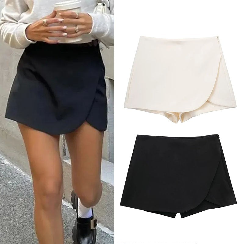 MUJER 2025 Asymmetric Skort For Women Pink Black Mini Skirt Shorts Woman Fashion
