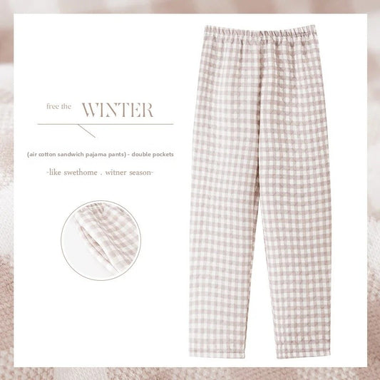 Thickened Air Cotton Sleep Pants Women's Autumn Winter Home Clothes Mid-aged Mom Warm Outerwear Large Size Home Pants