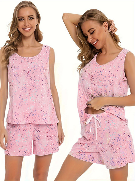 2-Piece Summer Sleepwear Set for Women, Loose and Comfortable, in Multiple Colors, Featuring a Tank Top and Shorts