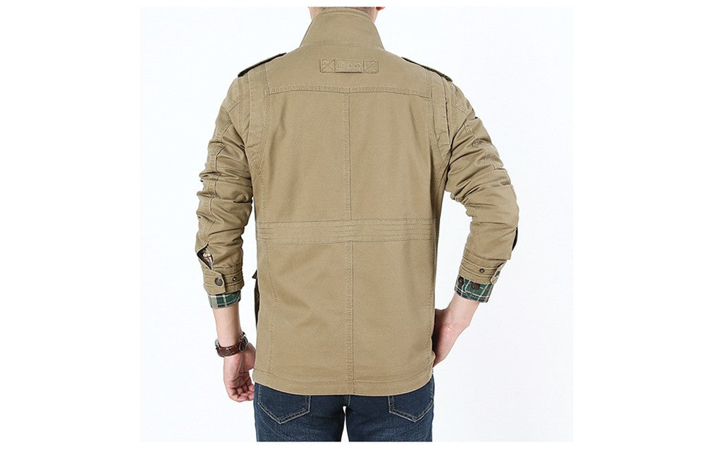 Autumn Men's Military Jacket Casual Man Stand Collar Cotton Business Coats Men Multi-pocket Windbreaker Jackets Clothing 7XL