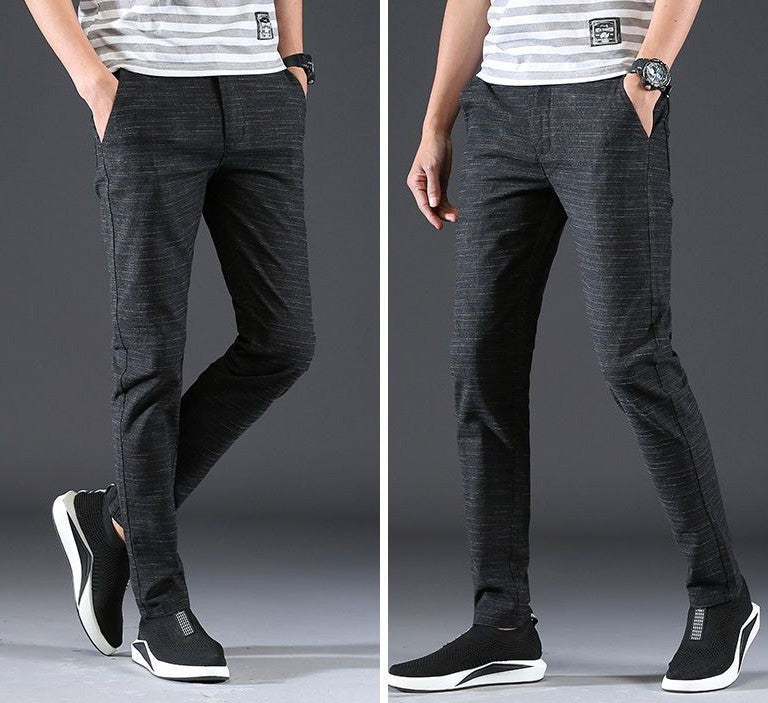 Male Suit Trousers Gray Plaid Check Straight Cheap Clothing Premium Men's Summer Pants Thin Casual Classic Slacks Dress Up