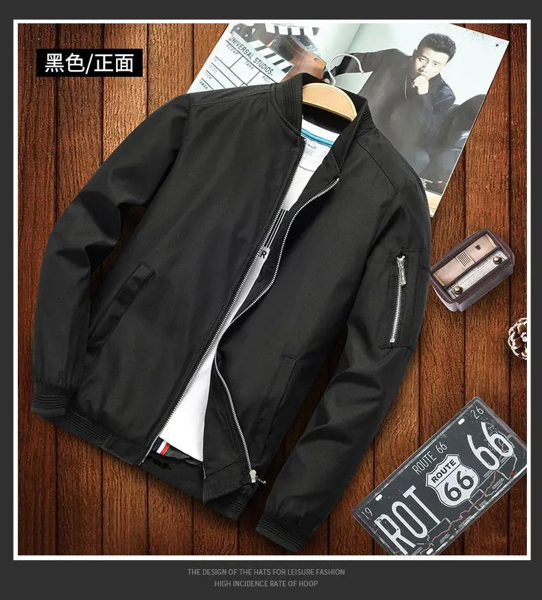 Men's Jacket Autumn Long Sleeve Baseball Uniform Windproof Cycling Thin Jacket Solid Zipper Casual Jacket Outdoor Sports Coat