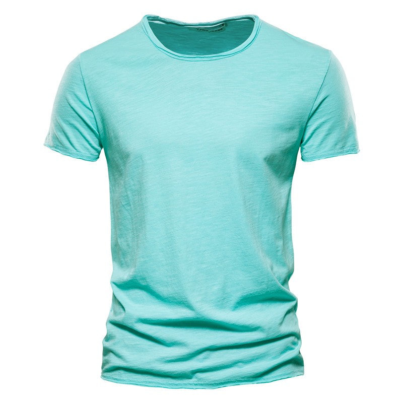 100% Cotton Men T-shirt Casual Soft Fitness Summer Thin T-shirts Men's Home Clothes O-Neck Short Sleeve Soild T Shirt for Men