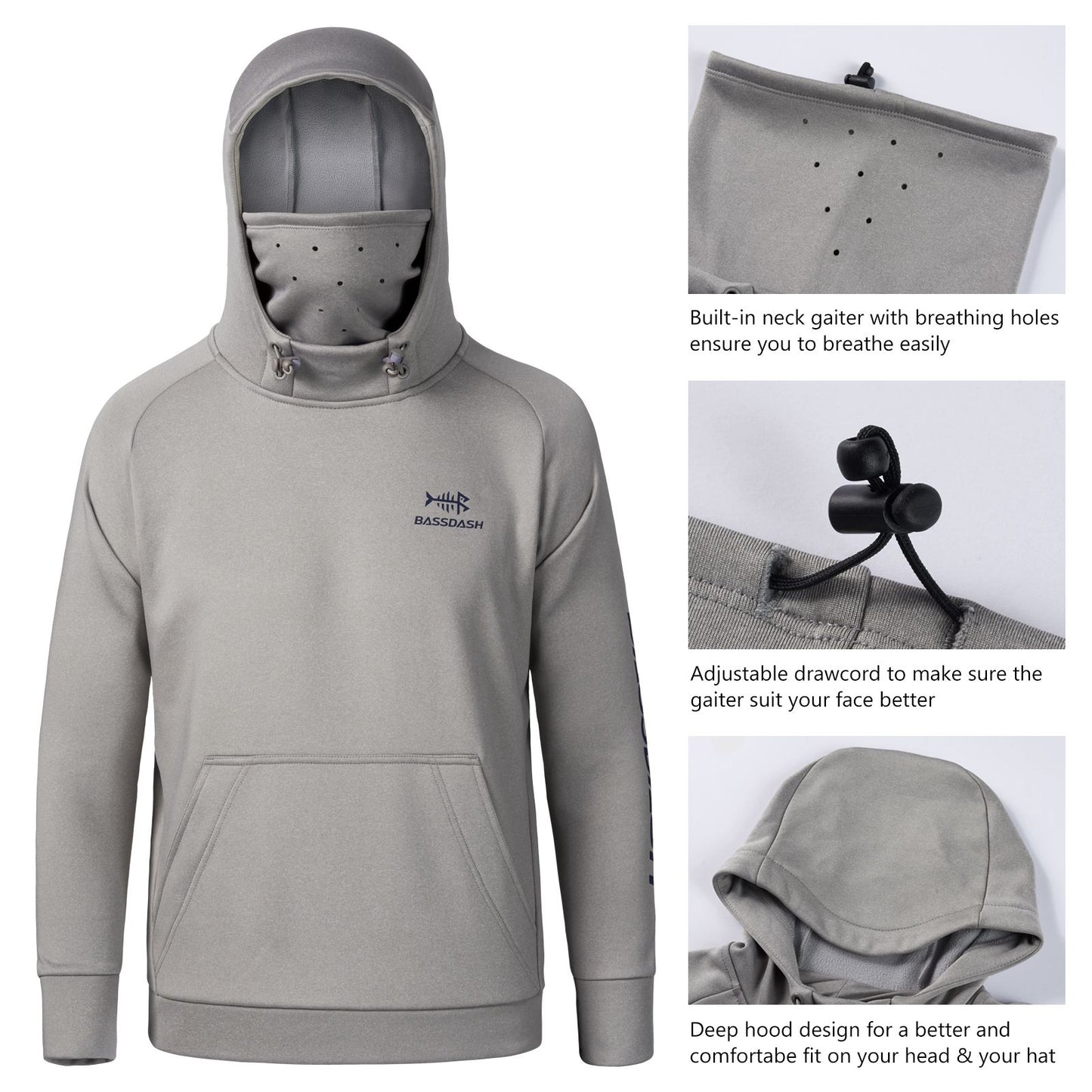 Moletom Infantil de Fleece Bassdash com Capuz e Máscara para Pesca, Resistente à Água, FS18Y