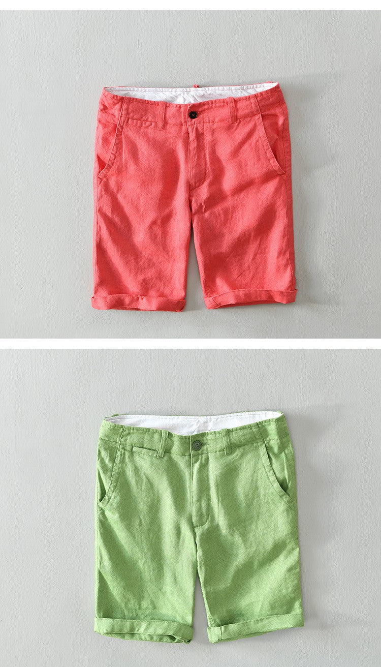 100% Pure Linen Shorts Fpr Men Summer New Fashion Loose Beach Holiday Shorts Man Casual Shorts Plus Size Y2894
