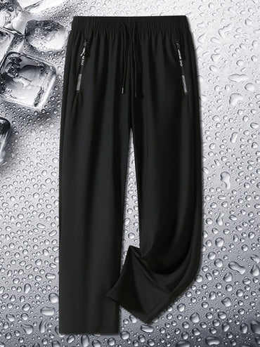 Two-color Men Summer Jogging Pants Breathable Elastic Sports Pants With Zipper Men's Joggers Fishing Man Gym Straight Trousers
