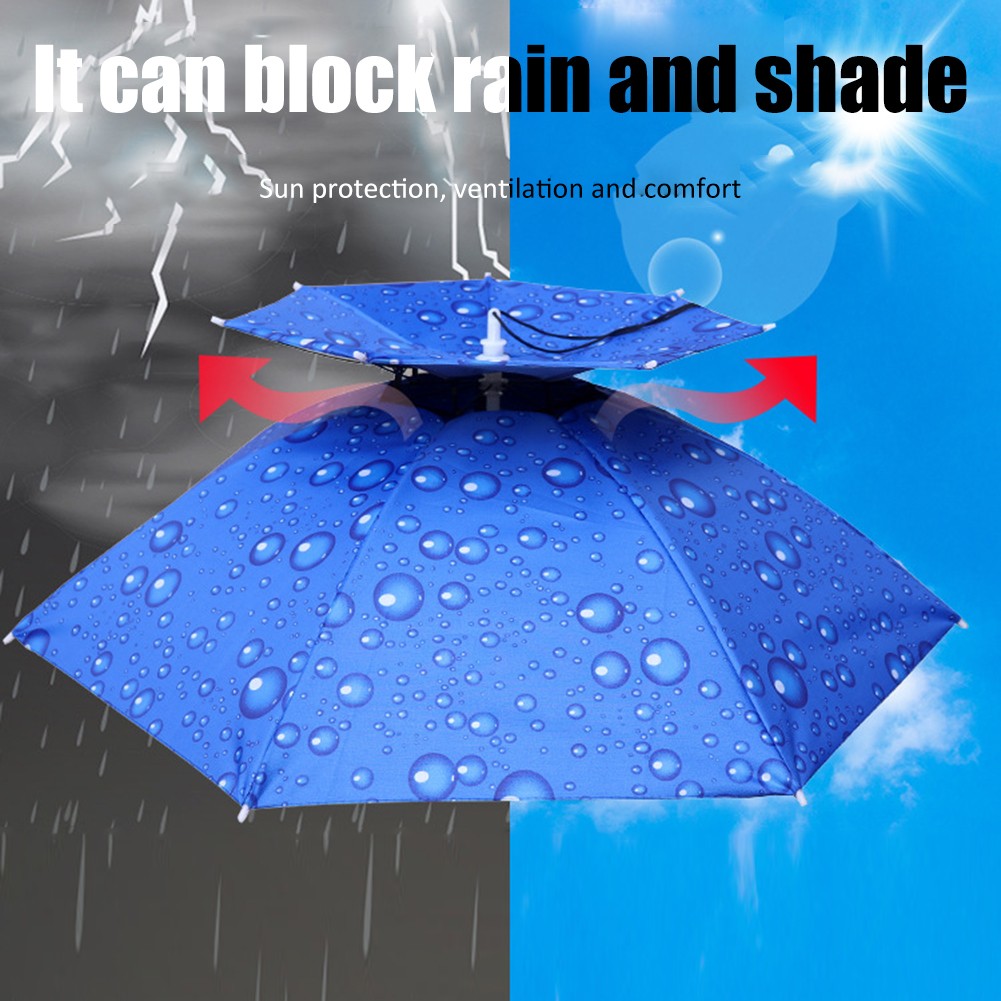 Chapéu de Guarda-chuva Portátil para Chuva 69/95cm, Dobrável, Pesca, Protetor Solar, Chapéu Impermeável para Acampamento, Pesca, Praia