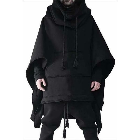 Men's Personality Cape Cape Long Bat Sleeve Coat Cape Hoodie Short Front Long Back