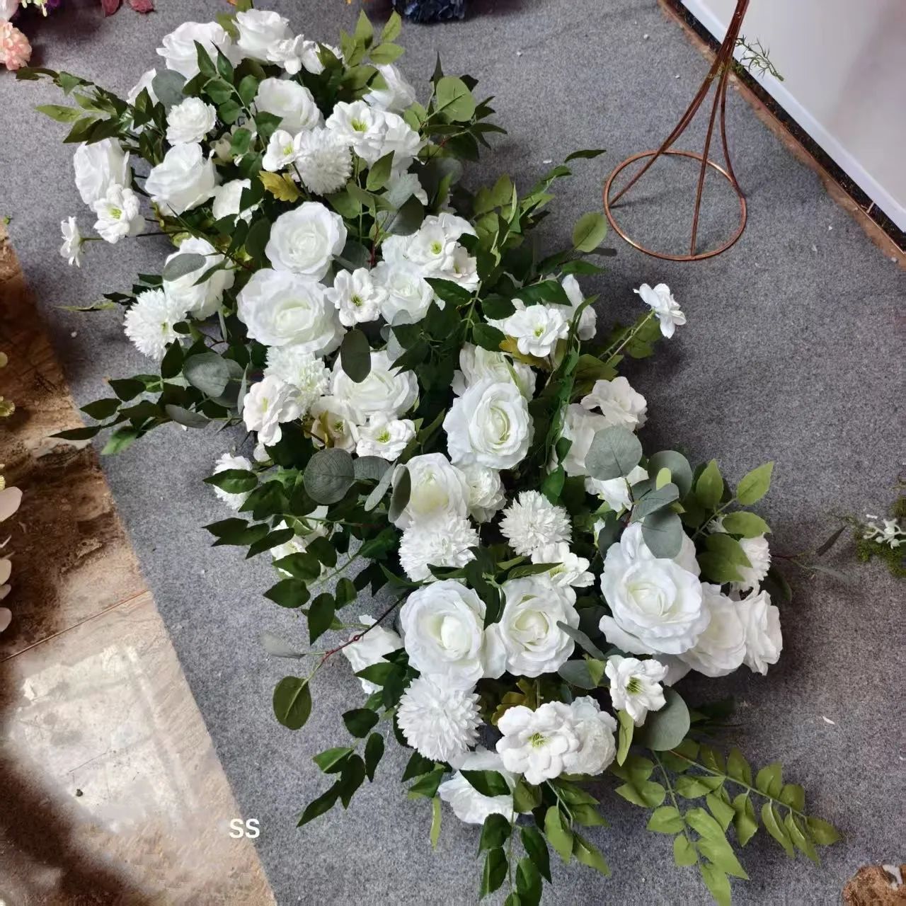 Luxury Artificial Flower Row Wedding Decoration Long Flower Runner Hang Flower Row Floral Backdrop Props Outdoor Party Decor