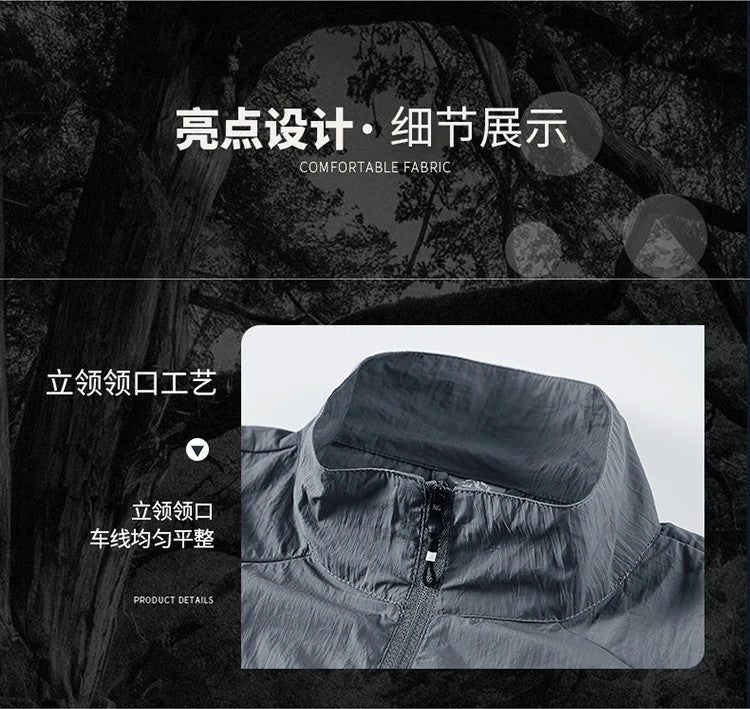 2025 Men's Summer Sun Protection Jacket Ultra-Light Thin Skin-Friendly Breathable UV Proof Fishing Ice Silk Sunscreen Coat