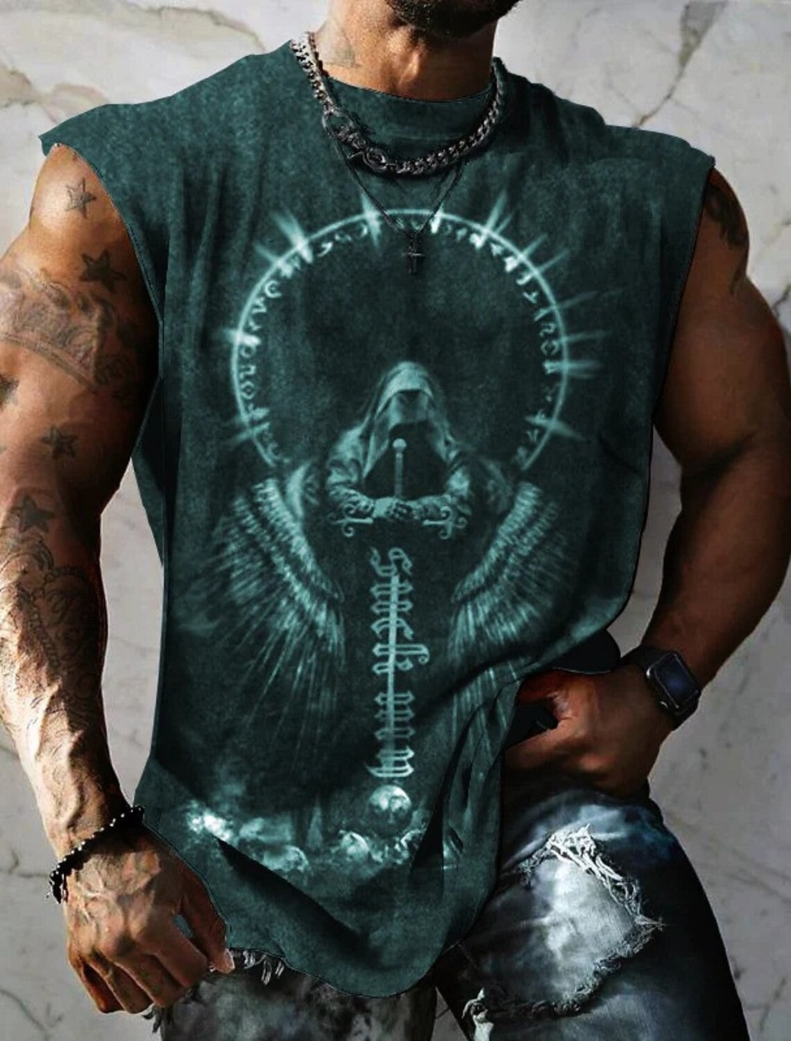 Four Seasons New Mens Fitness Clothing Simple Breathable Street Sleeveless Under