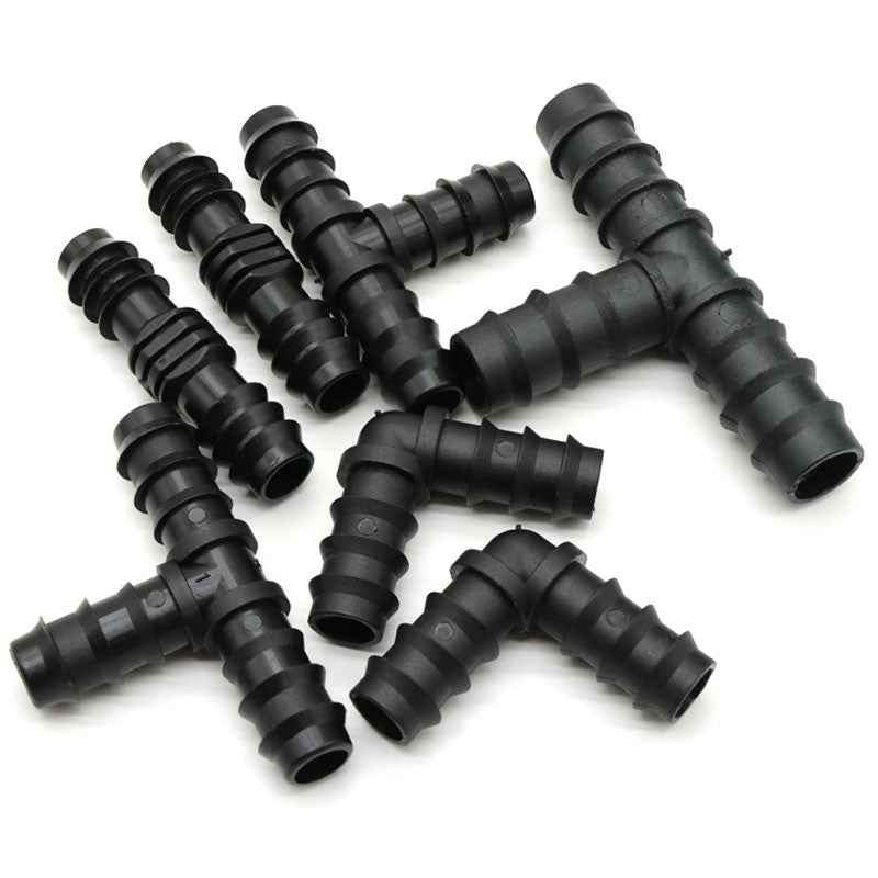 2/5/10pçs Estufa PE Tubo 16 20 25 mm Conector em T Cotovelo Reto Plugue Conexão para Tubo de Irrigação Acessórios de Micro Irrigação