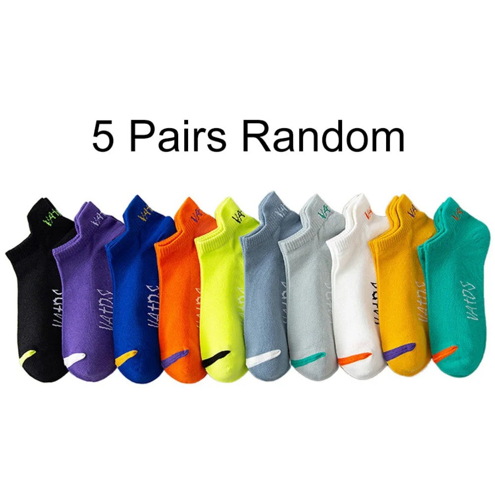 5 Pairs New Summer Cotton Men's Socks Short Thin Casual Mesh Breathable Boat Socks Fashion Comfortable Street Style Sockke Gift
