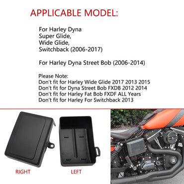 Motorcycle Black Battery Side Fairing Frame Covers Cap For Harley Dyna Street Fat Bob Super Glide Wide Glide Switchback FLD FXD