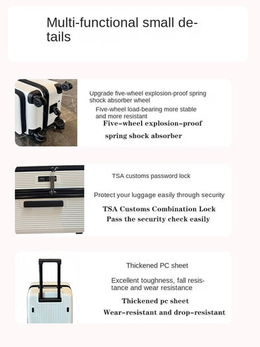 New Side-Opening Suitcase Large Capacity Luggage 5-Wheels Anti-Collapse Trolley Case 20-Inch Carry-On PC Travel Suitcase