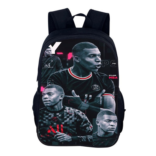 M-Mbappes 3pcs Set School Bag Football Sports Backpack with Shoulder Bags Pencil Bags Star Player School Backpack for Best Gift