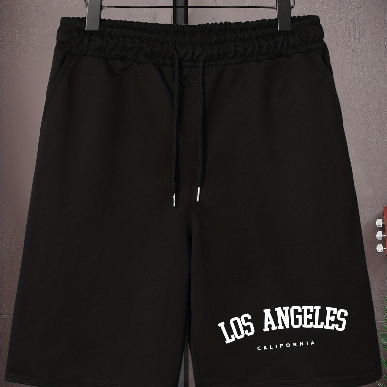 Los Angeles' Print Men's Loose Large Drawstring Casual Minimalist Shorts  Streettshirt Individual Casual Clothes
