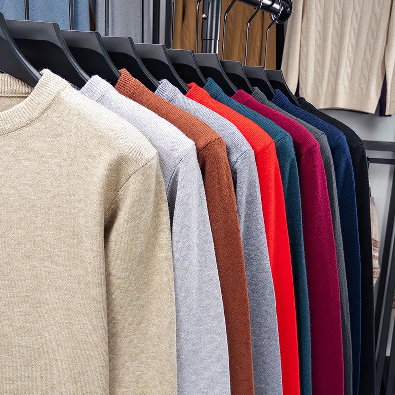 2025 New Men's Casual Sweater Round Neck Long Sleeve Knitted Sweater Diamond Pattern Fashion Versatile Top