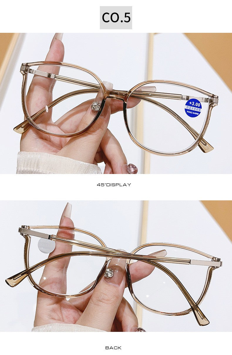 Anti Blue Light Reading Glasses for Women Stylish Dazzling Large Frame Set with Diamonds Plano Eyeglasses Presbyopic Eyewear