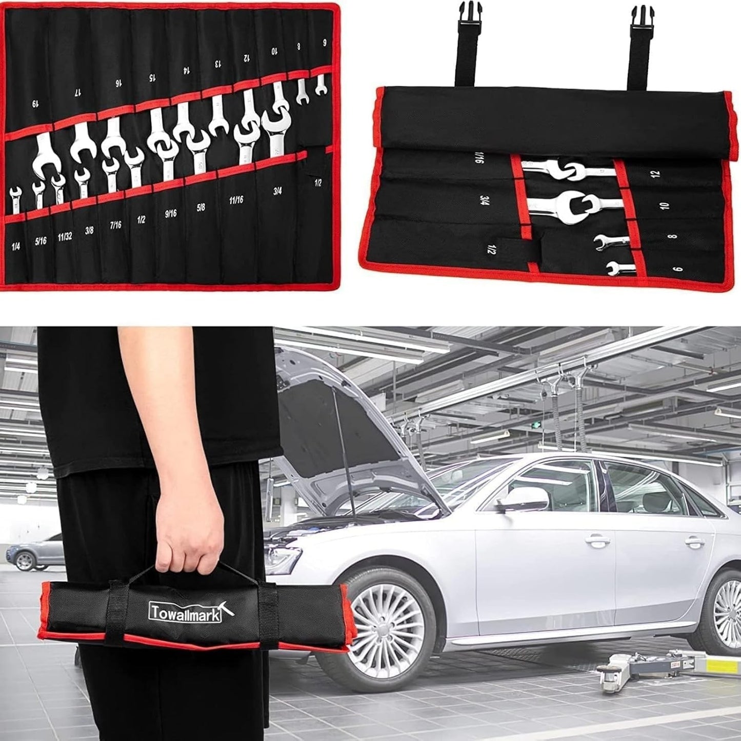 Conjunto de 20 Chaves Combinadas Catraca Padrão, Conjunto de Catracas de Aço Cr-V de 72 Dentes Com Bolsa de Armazenamento Para Motocicleta/Carro/Mecânica