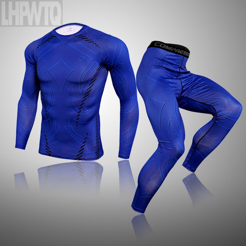 Men Compression Jogging suit Winter Thermal underwear Sports Suits Warm Men's Tr