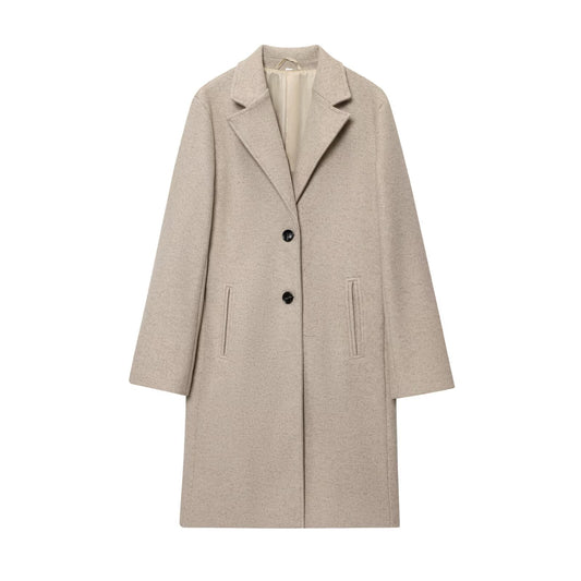 2025 WOMAN Fashion European and American Style Autumn New Button Long Coat Joker Lapel Coat Outerwear Mujer