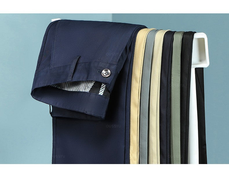 Spring Summer Straight Suit Pants Men Cotton Business Stretch Royal Blue Khaki Black Thin Office Formal Trousers Male Size 40 42