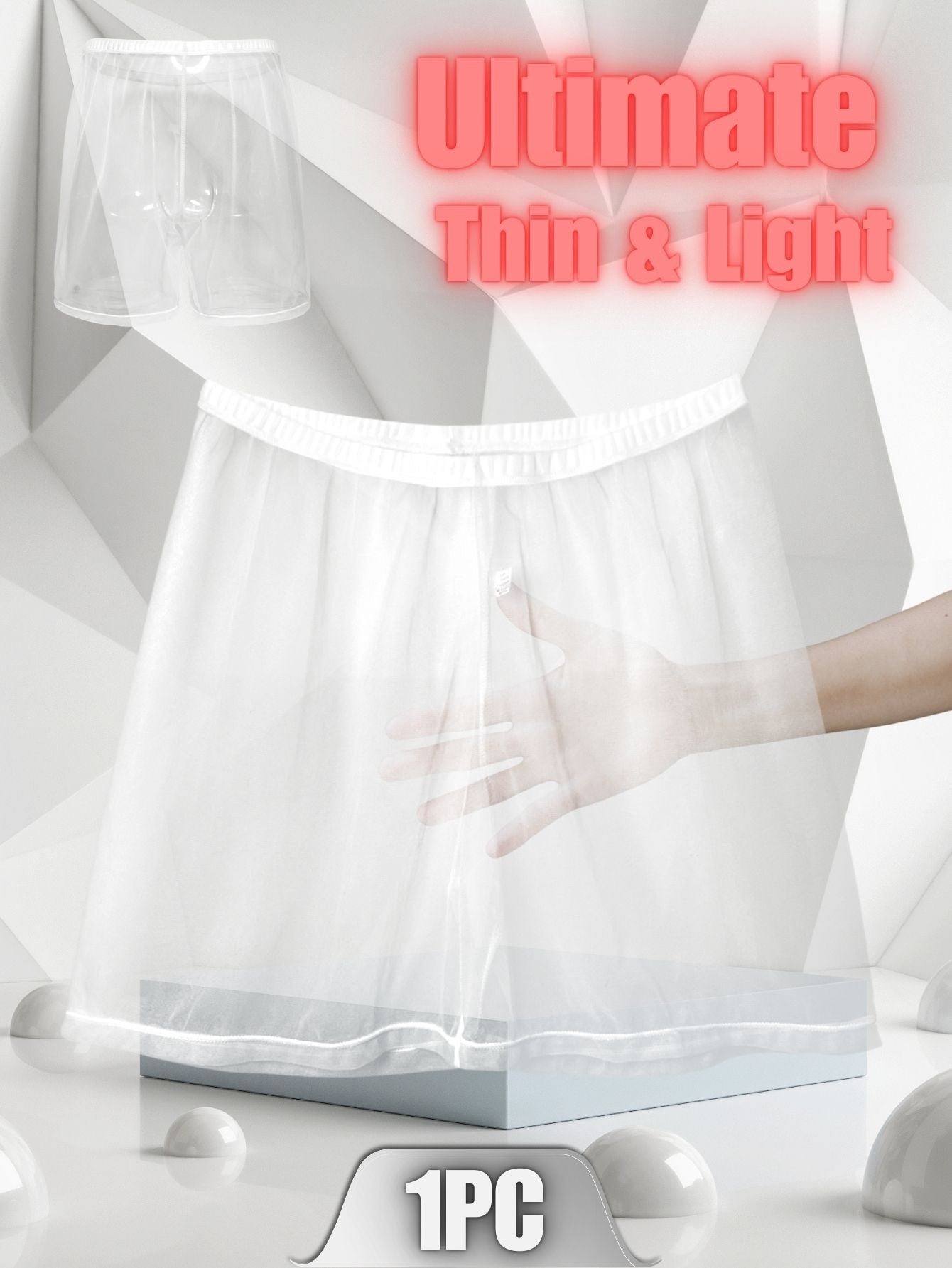 1Pc long men's sexy, simple, comfortable, fashionable, soft, breathable, semi transparent, home sports, loose fit boxing pants