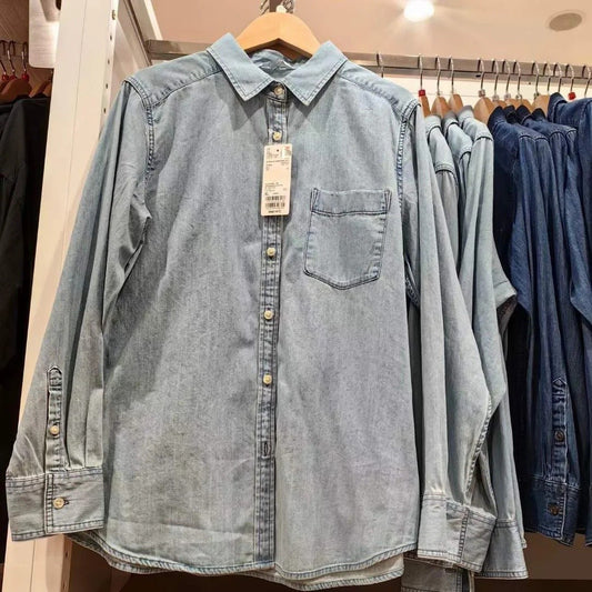 Women's Soft Denim Shirt Long Sleeve Autumn Washing Product Thin Jacket Air Conditioning Shirt 470735