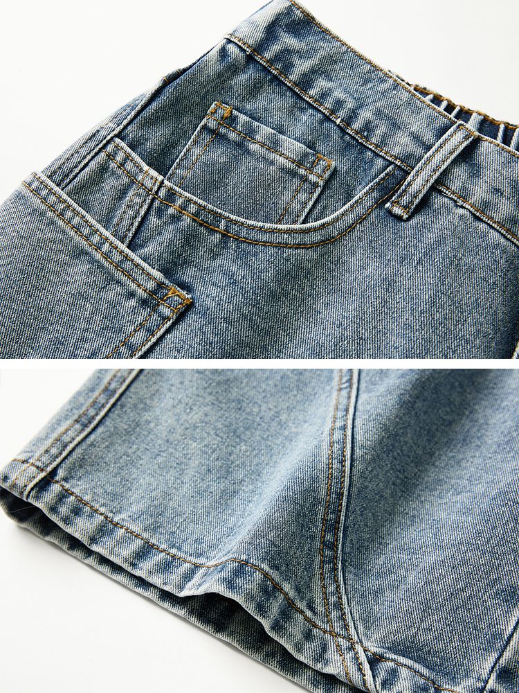 Men's Summer Denim Cargo Shorts Big Size 8XL 7XL 6XL Elastic Waist Straight Baggy Jeans Shorts