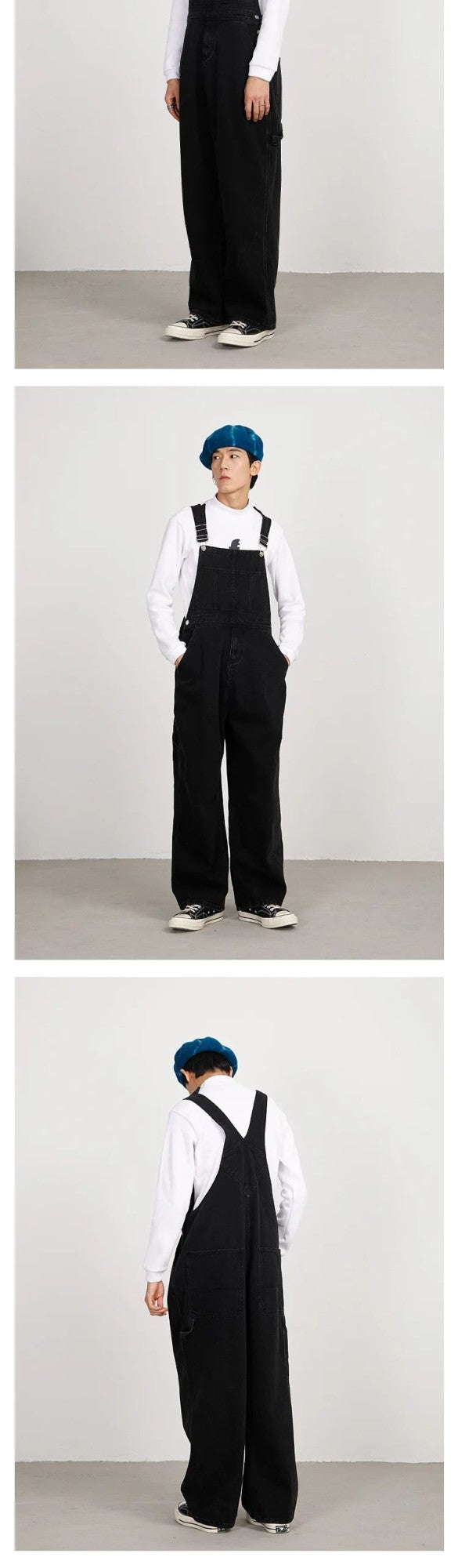 Macacão Jeans Retrô Estilo Japonês Casual Perna Reta Roupa de Trabalho Streetwear Americano Macacão Jeans Masculino e Feminino Folgado