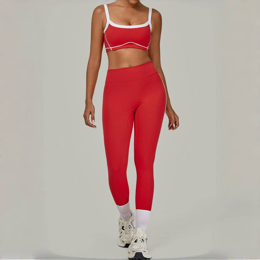 Yoga Suit Sports Fitness High Waist Peach Hip Tight Removable Padding Sports Bra Outfit Running Workout Clothes Gym Leggings Set