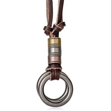 Boho Vintage Men necklace Adjustable Genuine Leather Cord Necklace Feathers Pendant Long charm Necklace Gift handmade jewelry