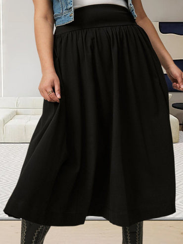 Women s Maxi Skirt Stylish High Waist A-Line Pleated Solid Color Long Skirt for Chic Everyday Wear