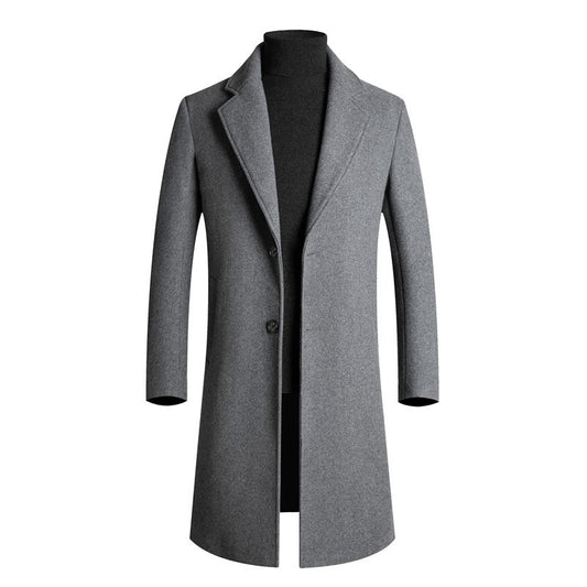 Woolen overcoat for men, fashionable middle-aged mid-length business casual windbreaker, men's woolen coat