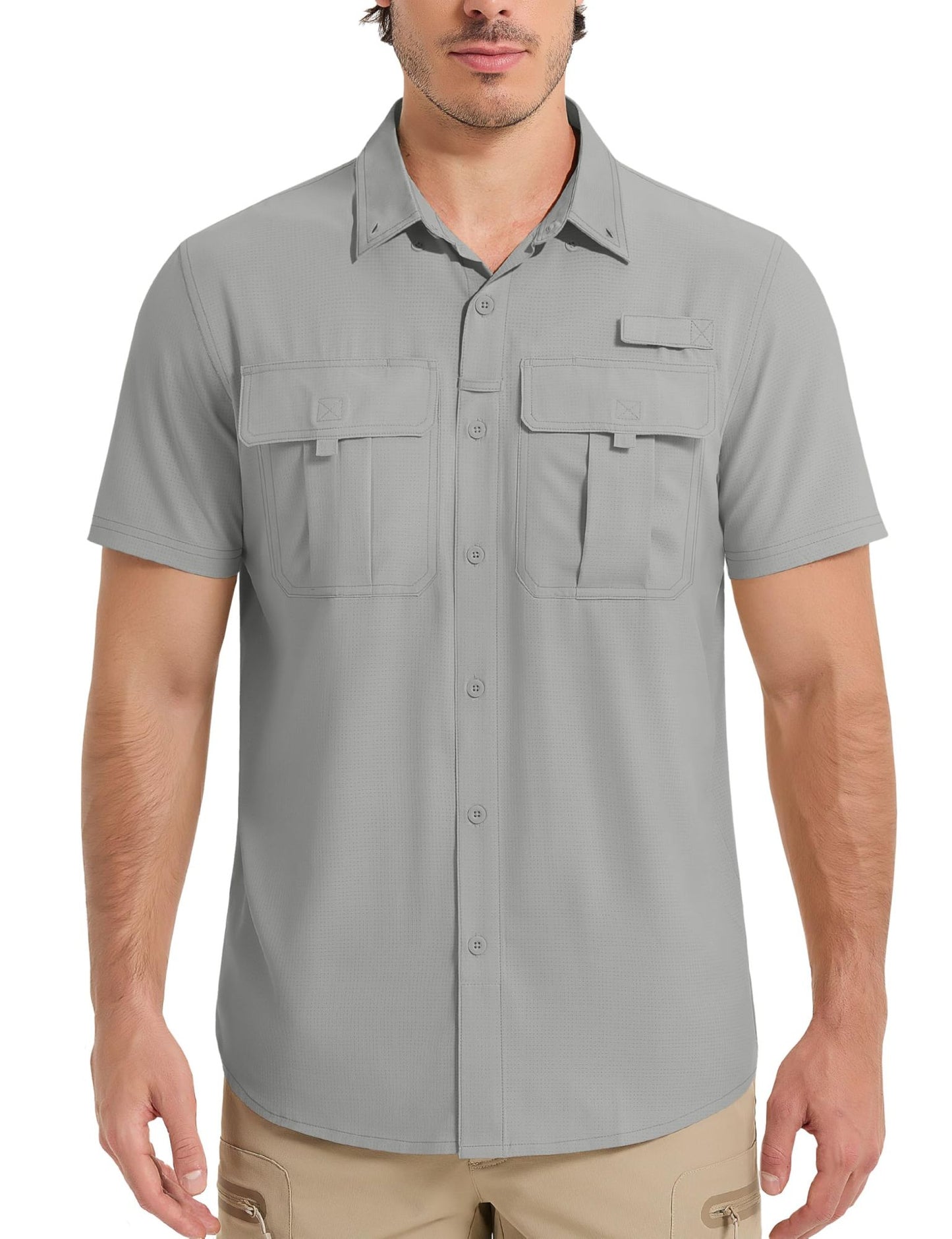 TACVASEN UPF 50+ Sun Protection Shirts Men's Quick Dry Outdoor Fishing Hiking Shirt Mesh Breathable UV Work Cargo Shirts Men