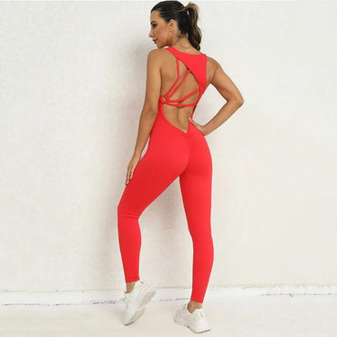 Sportswear Woman Gym Fitness Overalls Sporty Jumpsuit Women NEW Sport Set Women Yoga Clothes One Piece Outfit Purple Red
