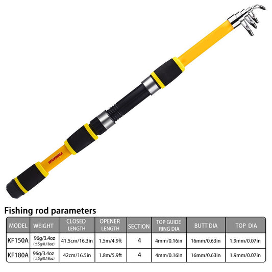 1.8m Varas de Arremesso Portáteis para Selagem Remota de Postes Varas de Pesca Telescópicas de Fibra de Vidro Carretilhas de Pesca Giratórias de Relação de Engrenagem