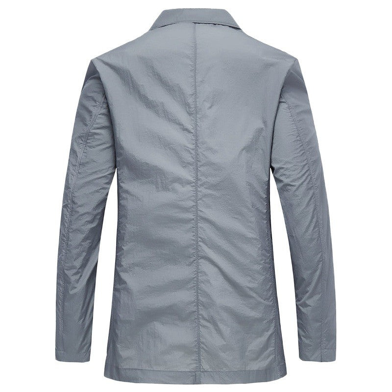 New Summer Man Thin Breathable Sunscreen Casual Blazers Jackets Solid Business Suits Coats Male Slim Elastic Blazers Jackets 4XL