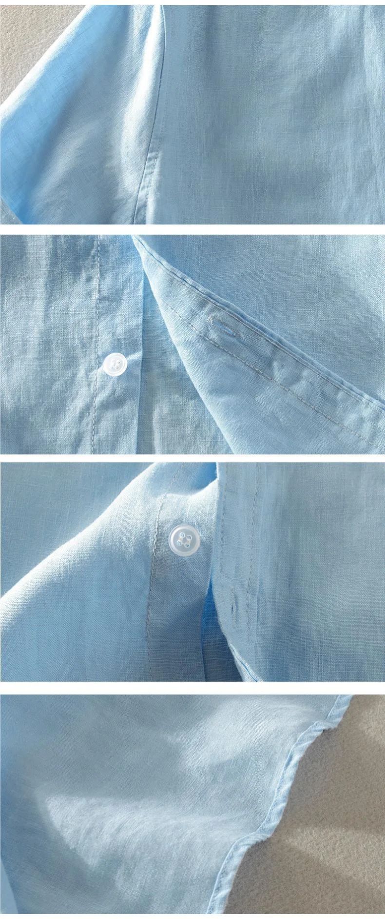 Short Sleeve Linen Shirt Men Simple Casual Retro Loose Style Youth Thin Basic Half Sleeve Cotton Linen Clothing