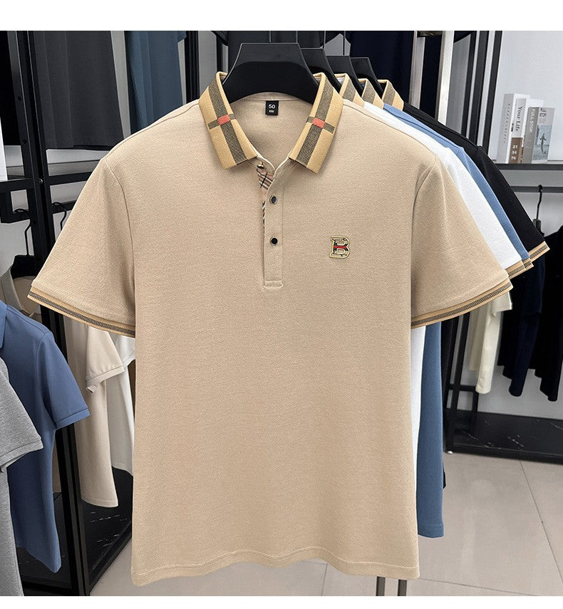 New men's fashionable short sleeved summer designer exquisite craftsmanship embroidery stand collar polo business casual T-shirt