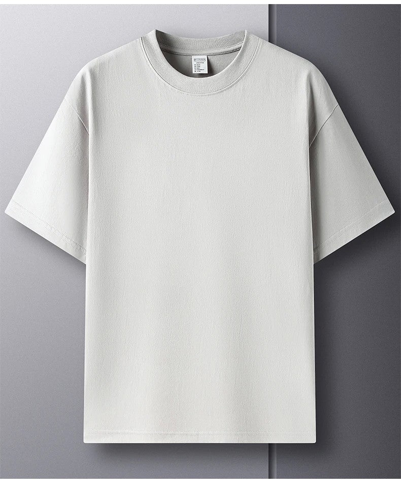 100% Pure Cotton Summer High-end Brand Men's Short Sleeve Round Neck Fashionable Style Half Sleeved Top Breathable T-shirt